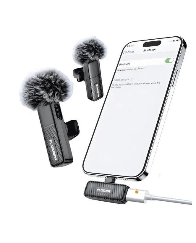 Plokama VM-20 2.4G Wireless Lavalier Microphone for All Phones – Dual Wireless Mic (2 in 1) for Live Streaming, Vlogging, and Interviews – YouTube and TikTok Microphone with Air Filter – 25m Range - Image 2
